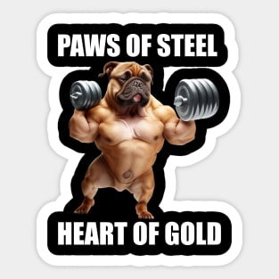 Fitness Gym Paws Of Steel Heart Of Gold Dog Lovers Funny Workout Sticker